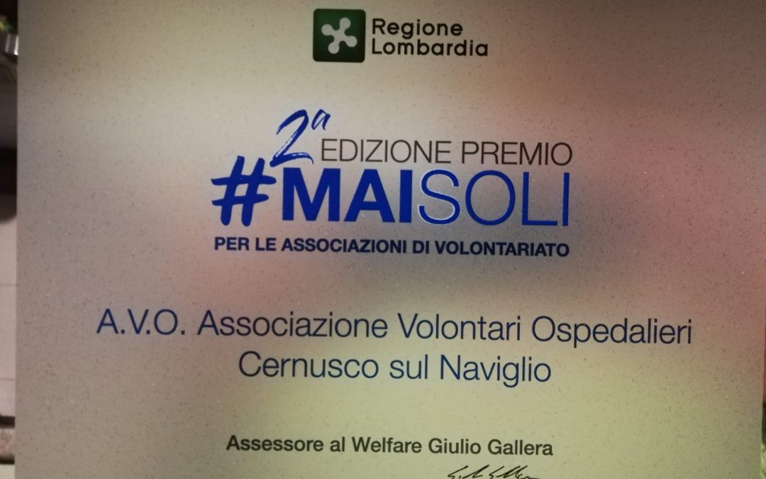 2a edizione del Premio #MAI SOLI: premiata AVO Cernusco sul Naviglio