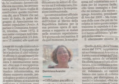 Domiziana Avanzini nominata Cavaliere dal Presidente della Repubblica